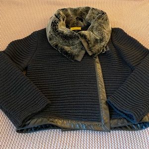 St John sport size 10 sweater/jacket rabbit trim. Perfect condition
